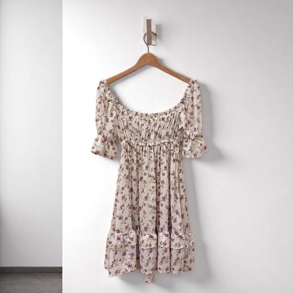 NWT J.ING Jing Floral Print Off Shoulder Mini Dress - Picture 2 of 6